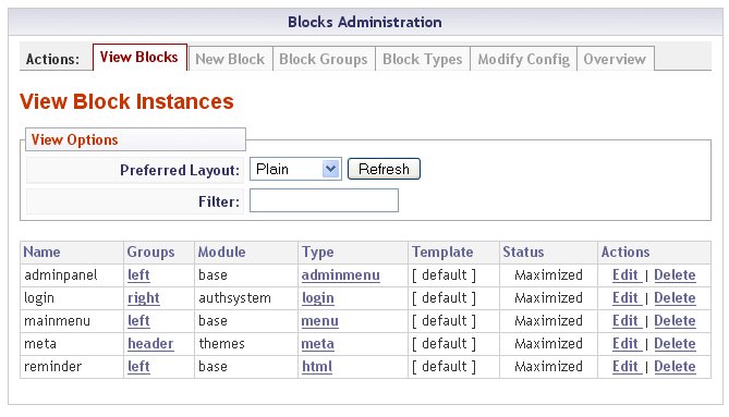 Admin Block. Modify configurations