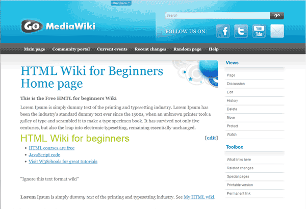 Media Wiki Theme Example 2