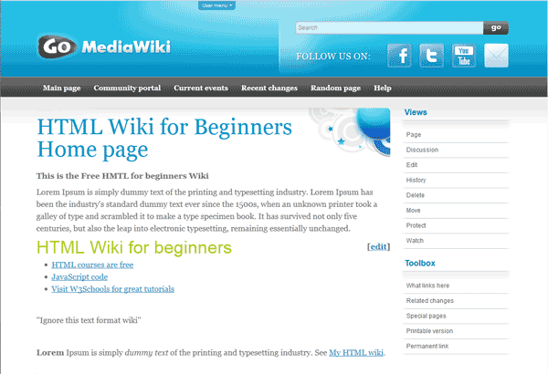 mediawiki page template